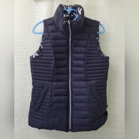 NAUTICA Reversible Puffer Vest Dark Navy & White Women's Small - Picture 4 of 10